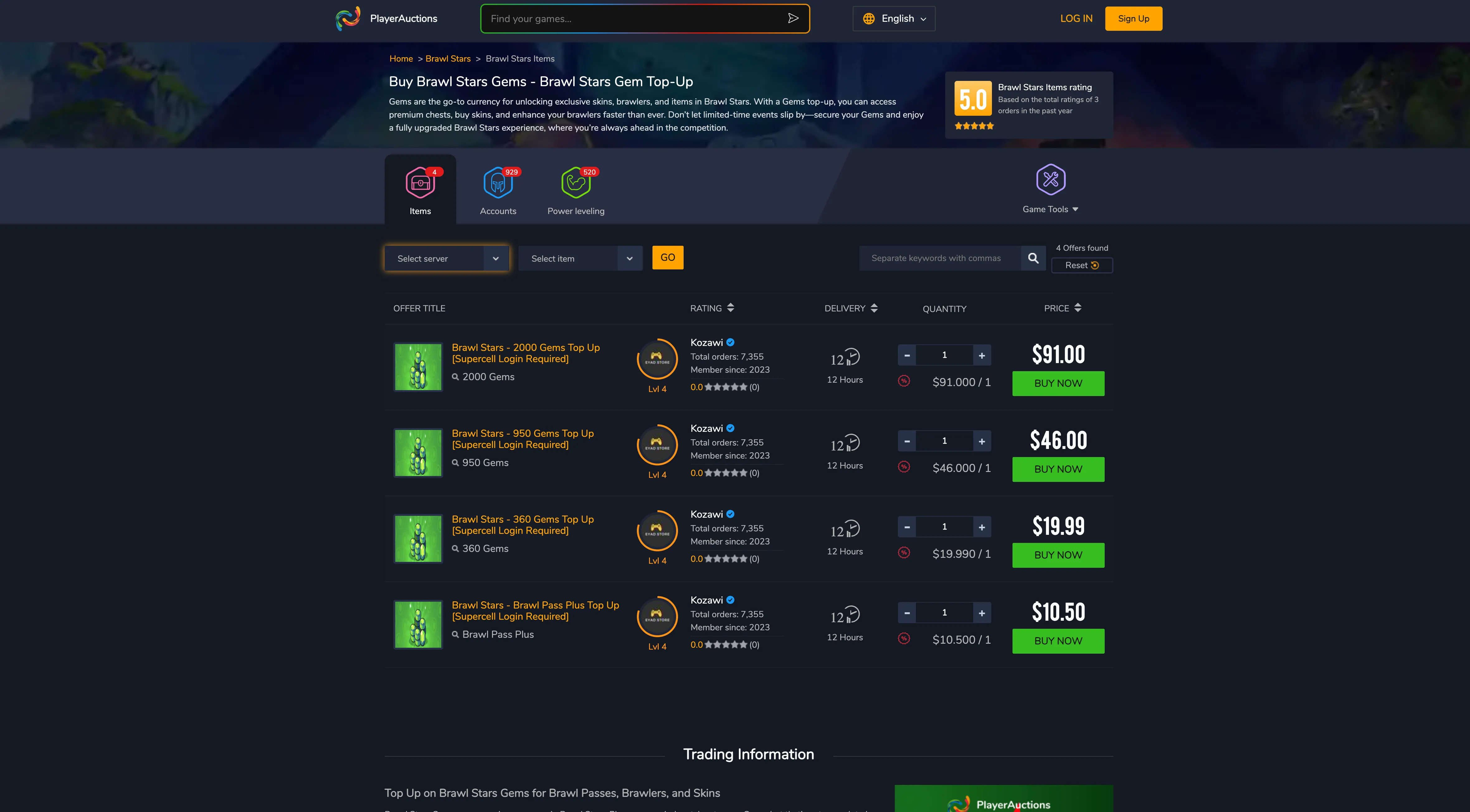 PlayerAuctions brawl stars gems